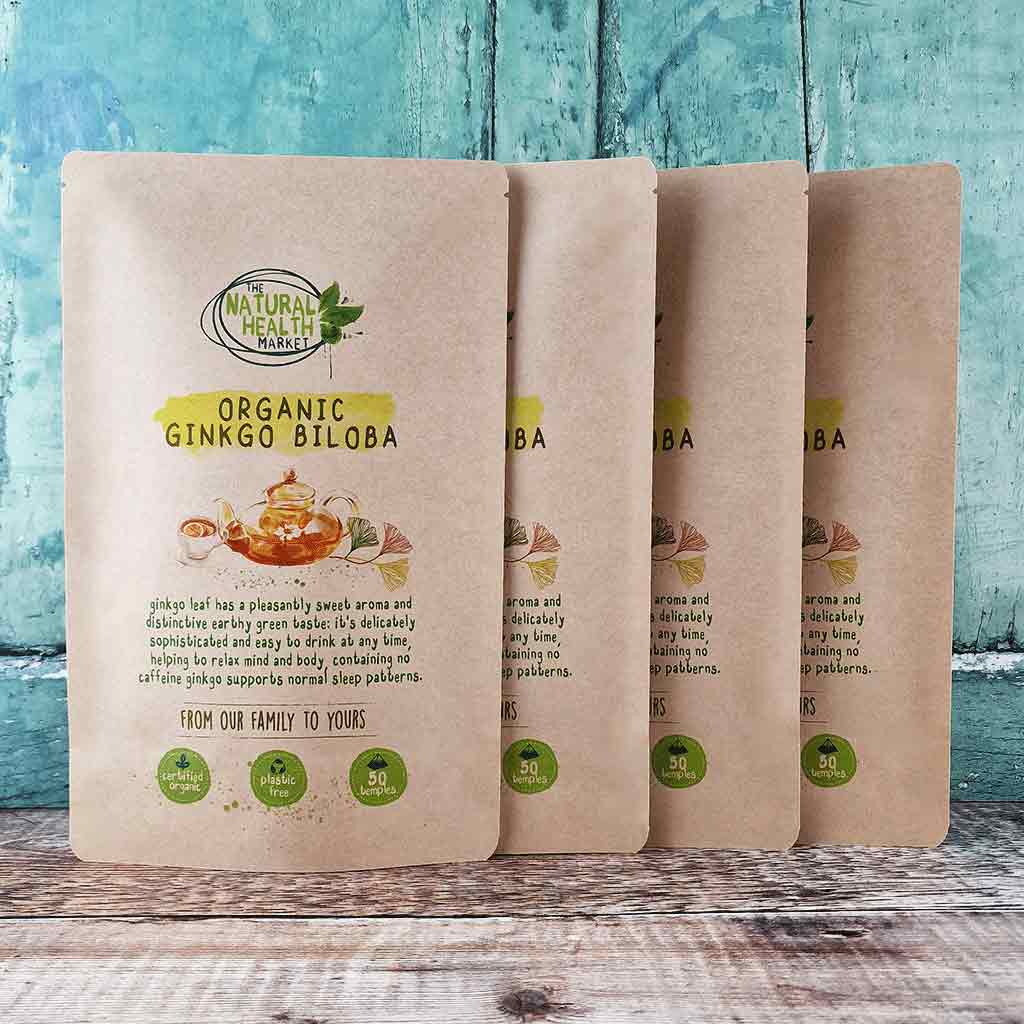 Organic Ginkgo Biloba tea bags by The Natural Health Market - 200 Tea Bag Pack.
