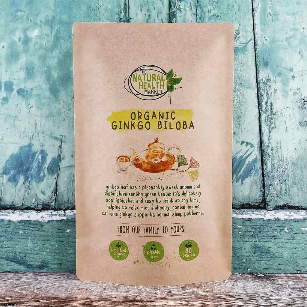 Organic Ginkgo Biloba tea bags by The Natural Health Market - 50 Tea Bag Pack.