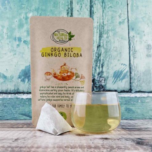 Organic Ginkgo Biloba tea bags by The Natural Health Market - cup of tea.