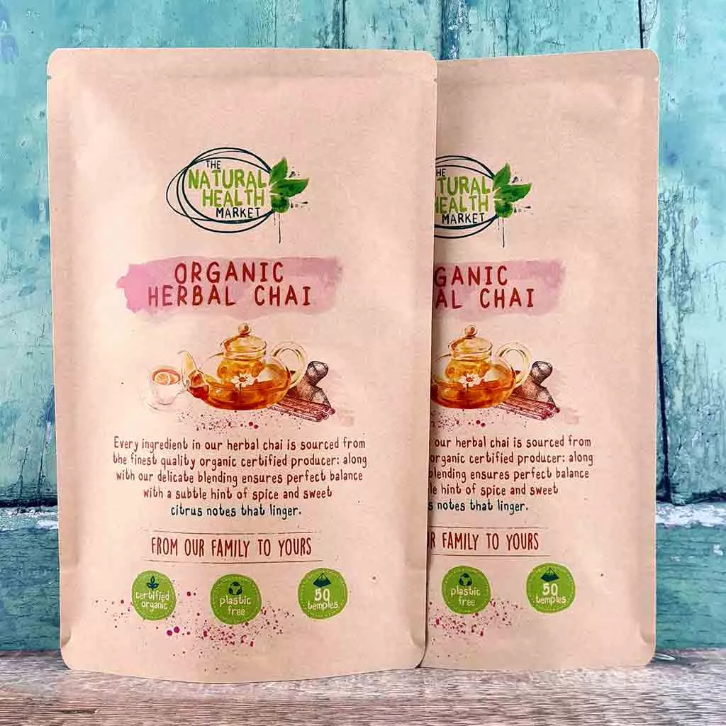 Organic Herbal Chai Tea Bags 100 Bag pack by The Natural Health market