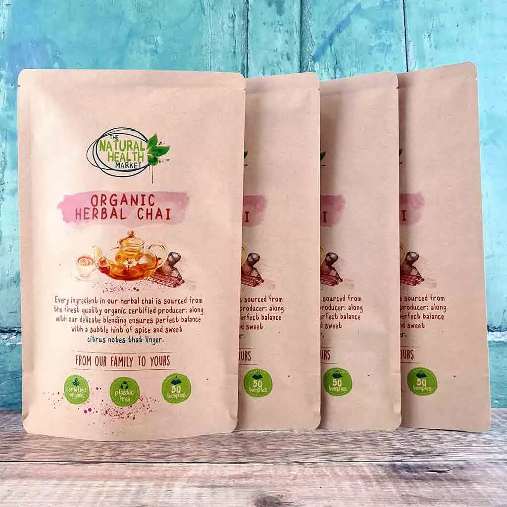 Organic Herbal Chai Tea Bags 200 Bag pack by The Natural Health market