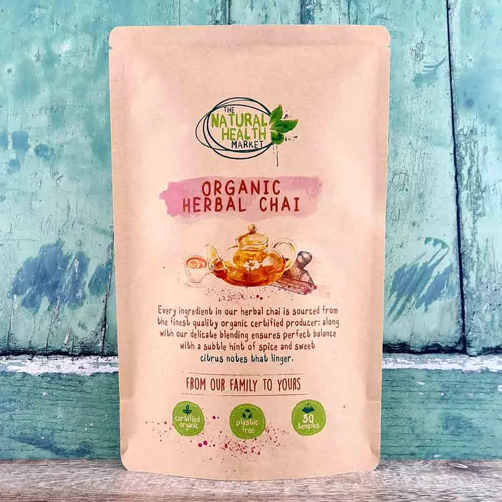 Organic Herbal Chai Tea Bags 50 Bag pack by The Natural Health market