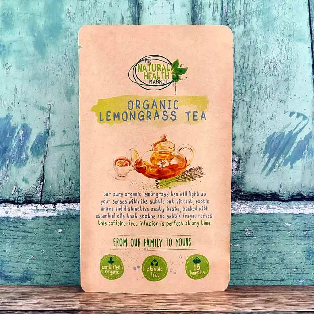 Organic Lemongrass Tea Bags - 15 tea bag pack - by The Natural Health Market.