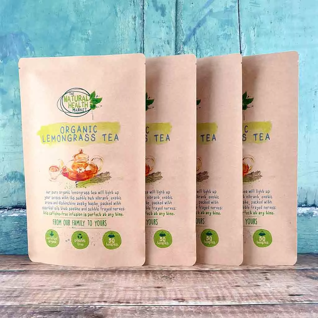 Organic Lemongrass Tea Bags - 200 tea bag pack - by The Natural Health Market.