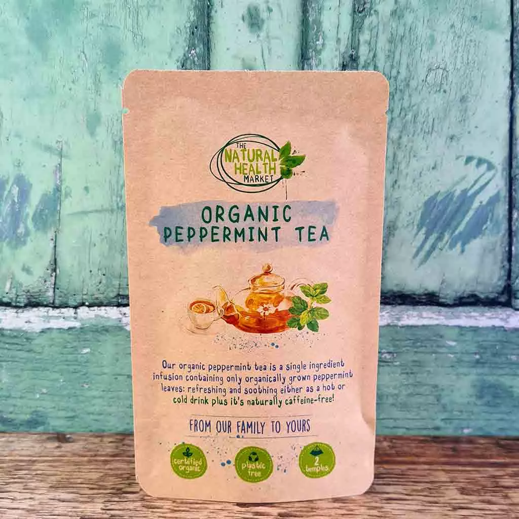 Organic Peppermint tea Bags by The Natural health Market - 2 tea bag pack.