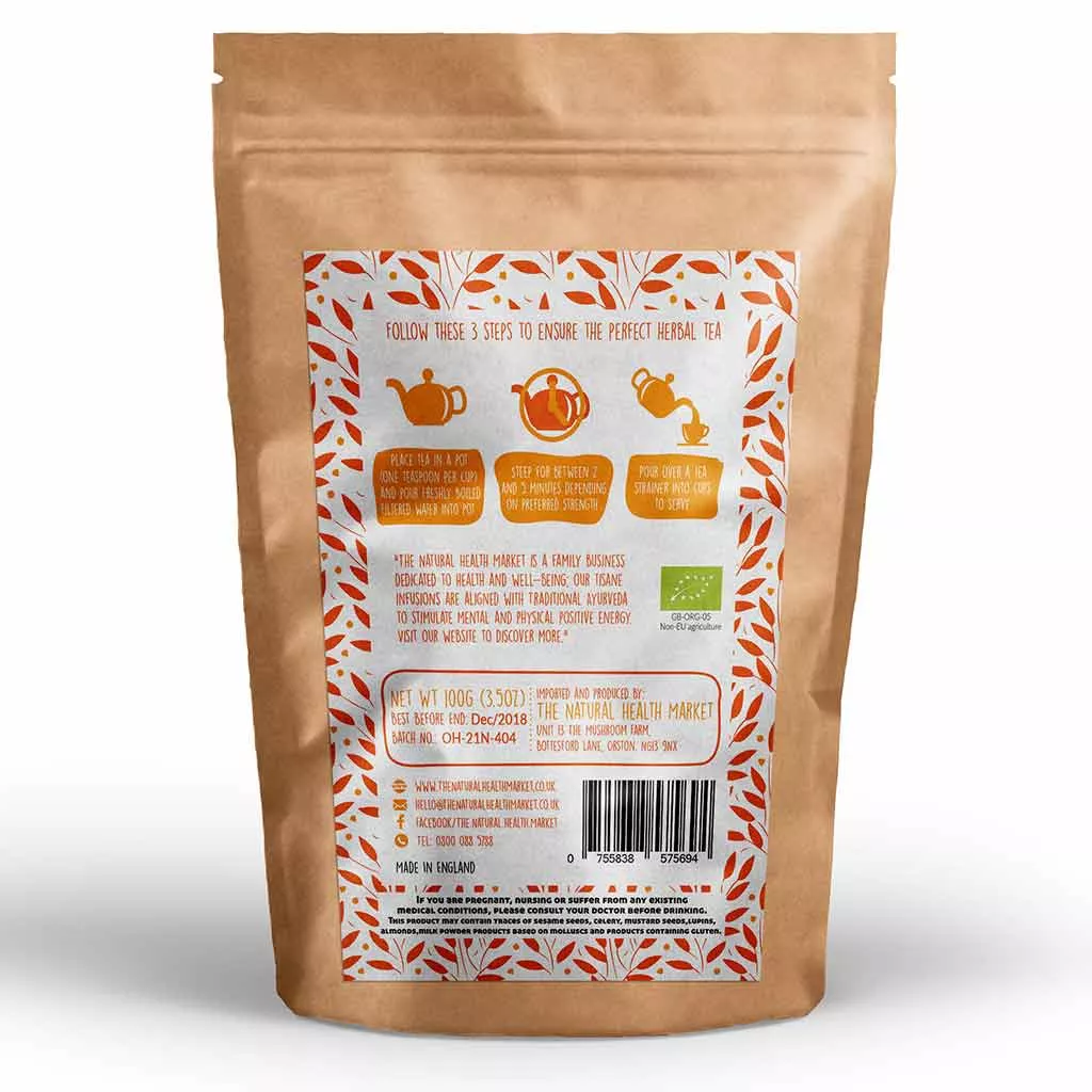 Organic Turmeric Loose Leaf Tea 100g pack by The Natural Health Market.