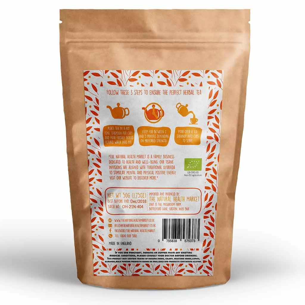 Organic Turmeric Loose Leaf Tea 50g pack by The Natural Health Market.