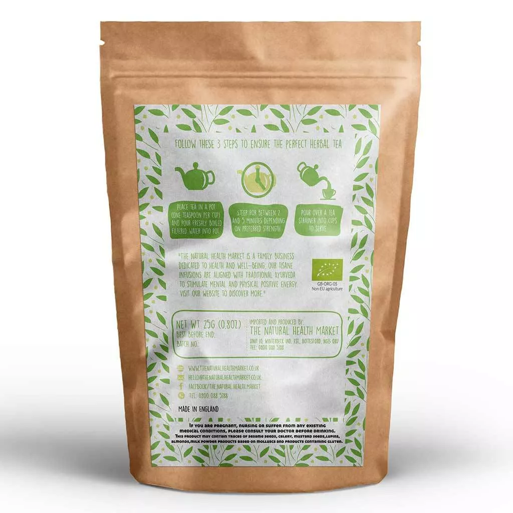 Organic Ginger and lemongrass tea - loose leaf tea 25g pack by The Natural Health Market.