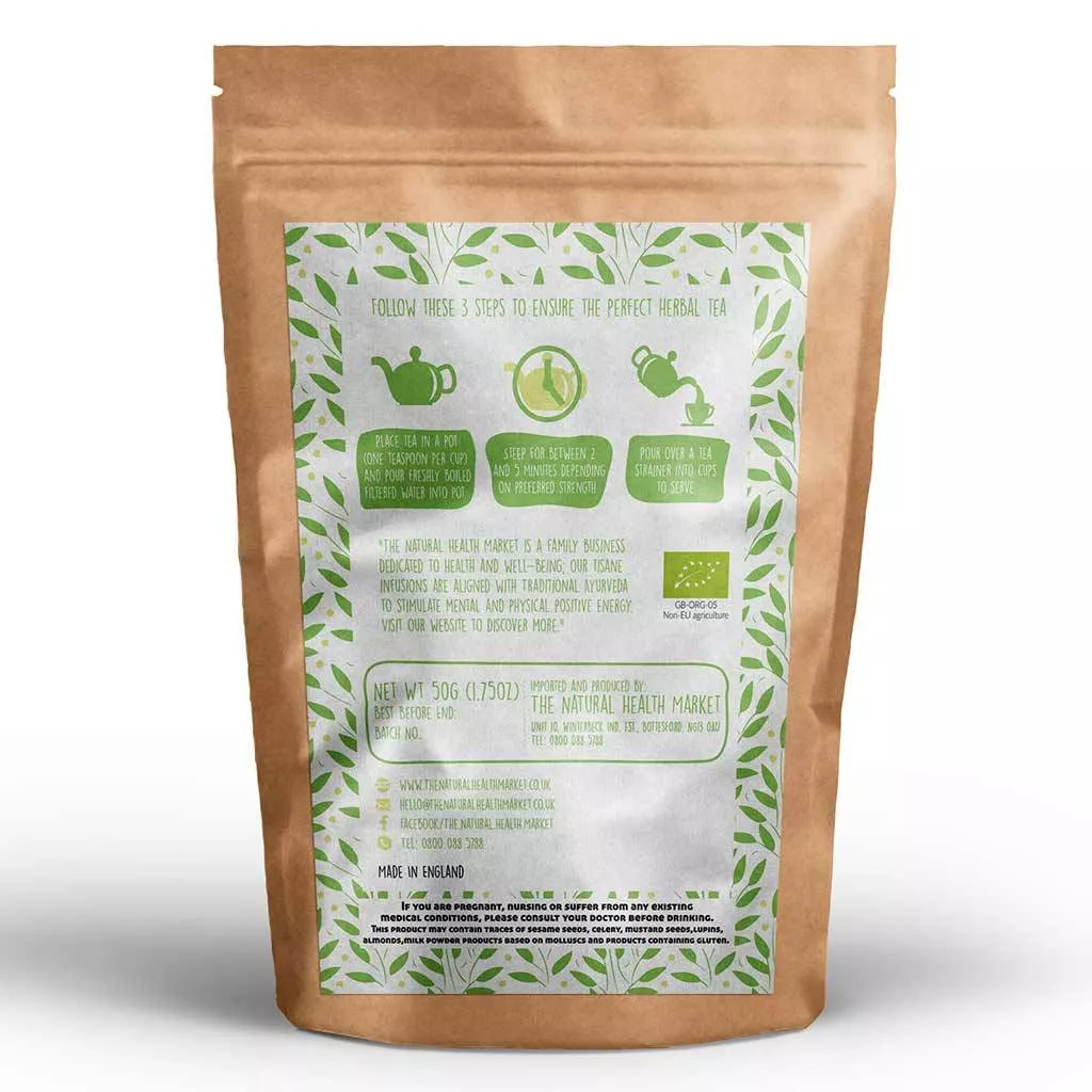 Organic Ginger and lemongrass tea - loose leaf tea 50g pack by The Natural Health Market.
