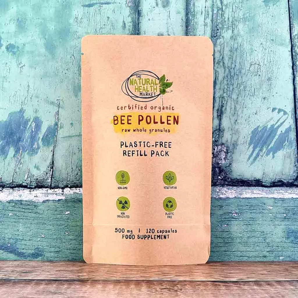 Organic Bee Pollen Capsules 120 Capsule Pouch By The Natural Health Market