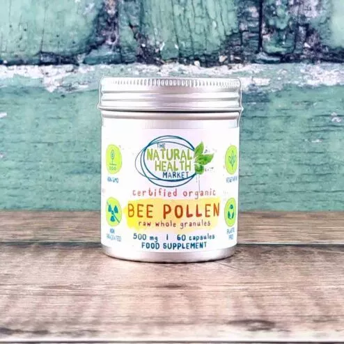 Organic Bee Pollen Capsules 60 Capsule Tin By The Natural Health Market