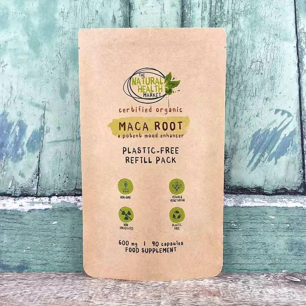 Organic Maca Root Capsules 600mg by The Natural Health Market - 90 pouch.