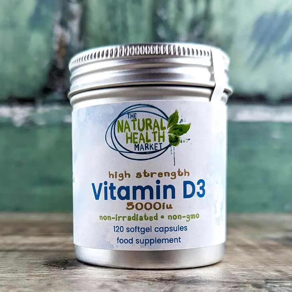 Vitamin D3 5000iu Softgels - 120 Softgel Capsule Pack - by The Natural Health Market.