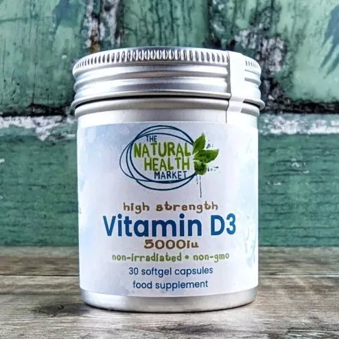 Vitamin D3 5000iu Softgels - 30 Softgel Capsule Pack - by The Natural Health Market.