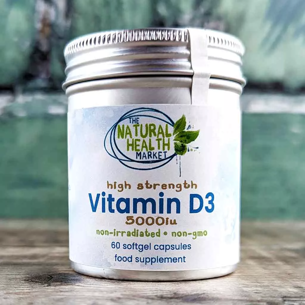 Vitamin D3 5000iu Softgels - 60 Softgel Capsule Pack - by The Natural Health Market.