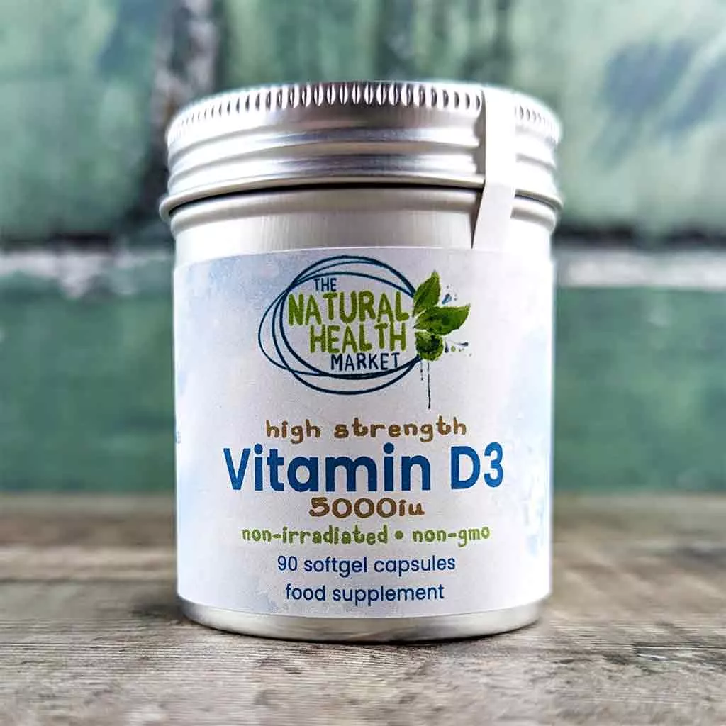Vitamin D3 5000iu Softgels - 90 Softgel Capsule Pack - by The Natural Health Market.