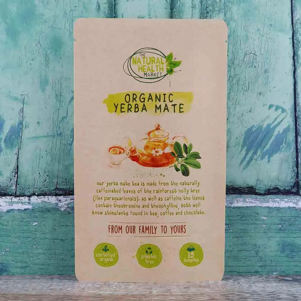 Organic yerba mate tea bags by The Natural Health Market - 15 bag pack.