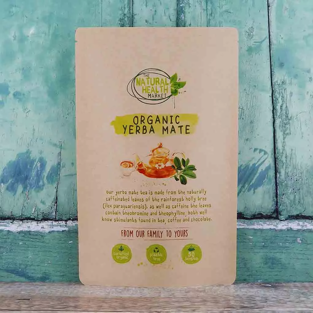 Organic yerba mate tea bags by The Natural Health Market - 50 bag pack.