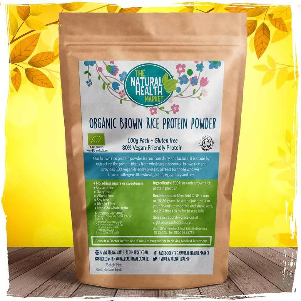 Organic brown rice protein powder 100g by The Natural Health Market