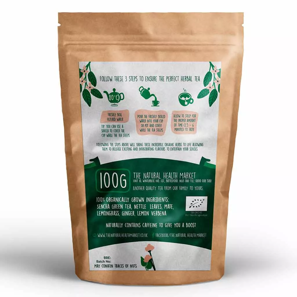 Organic Eclectic Green tea 100g pack by The Natural Health Market.