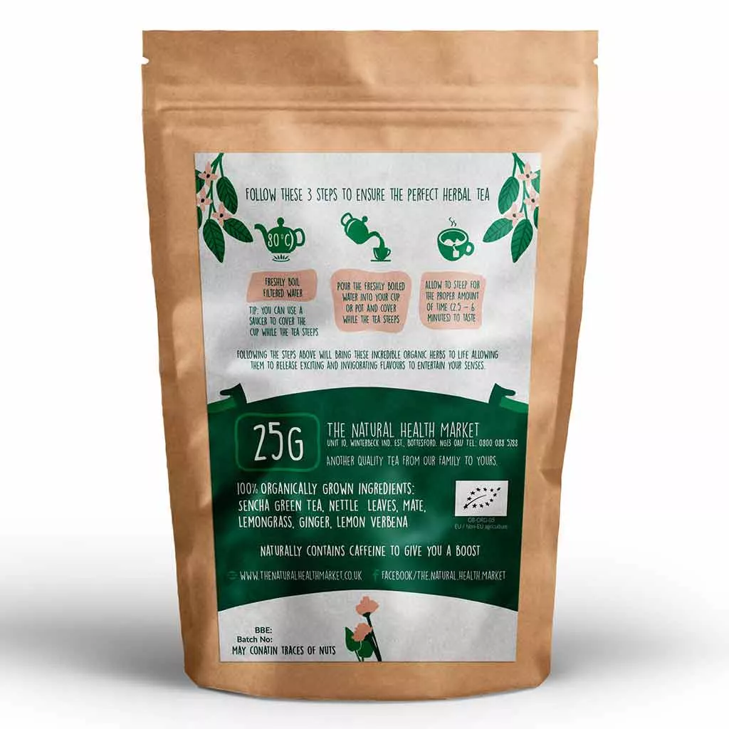 Organic Eclectic Green tea 25g pack by The Natural Health Market.