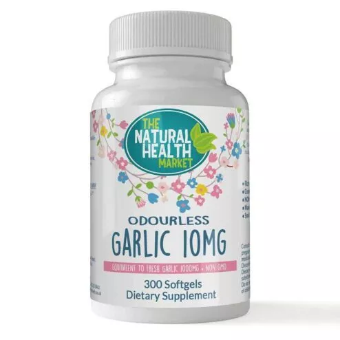 Odourless Garlic Capsules 10mg - 300 capsule pack - by The Natural Health Market.