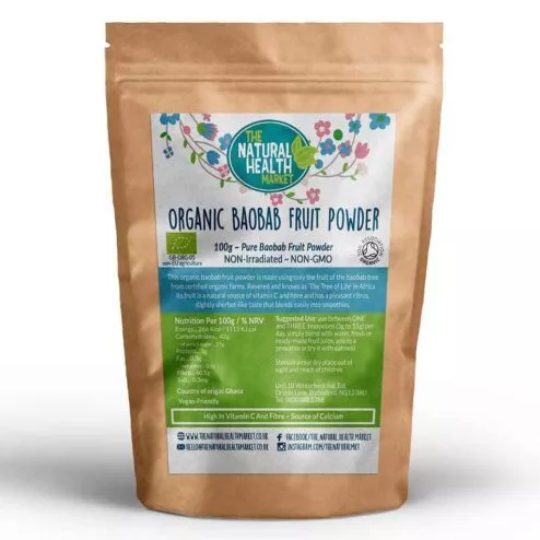 Organic Baobab Powder 100g pack by The Natural health market.