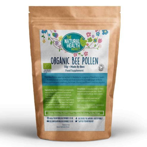 Organic Bee Pollen Granules by The Natural Health market - 50g Pack.