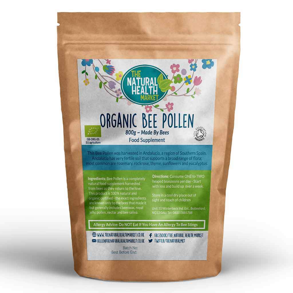 Organic Bee Pollen Granules by The Natural Health market - 800g Pack.