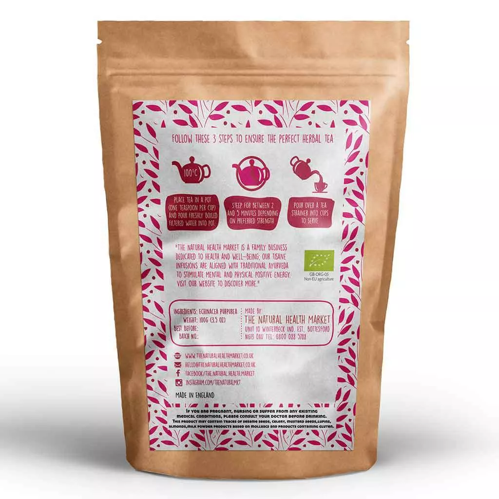 Organic echinacea tea - loose leaf 100g pack.