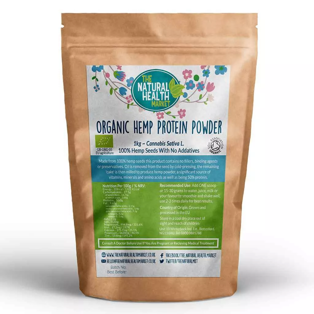 Organic hemp protein powder 1kg by The Natural Health Market