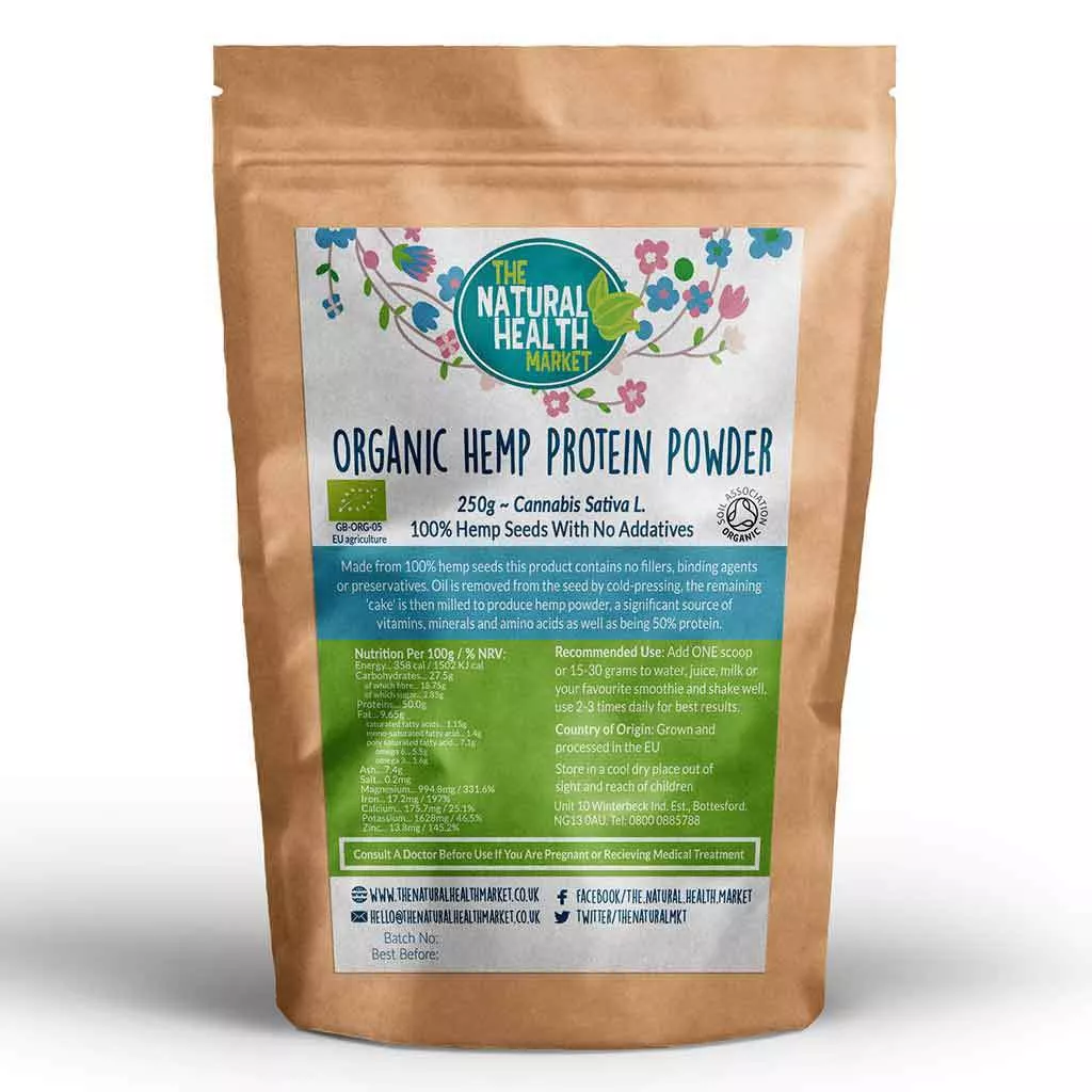 Organic hemp protein powder 250g by The Natural Health Market