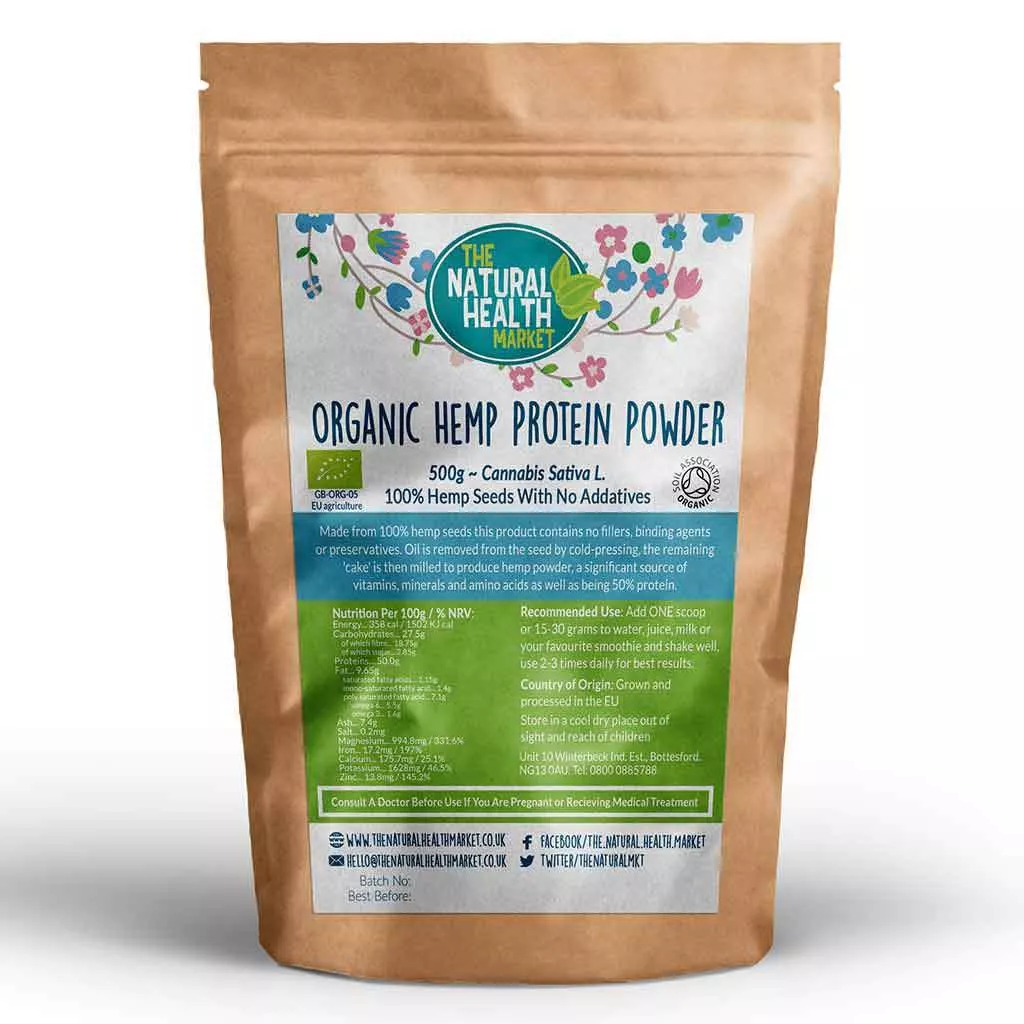Organic hemp protein powder 500g by The Natural Health Market