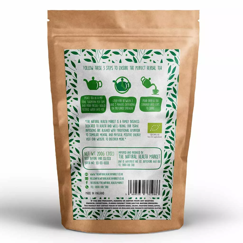 Organic Lemon Verbena Loose leaf Tea by The Natural Health Market. 200g pack.
