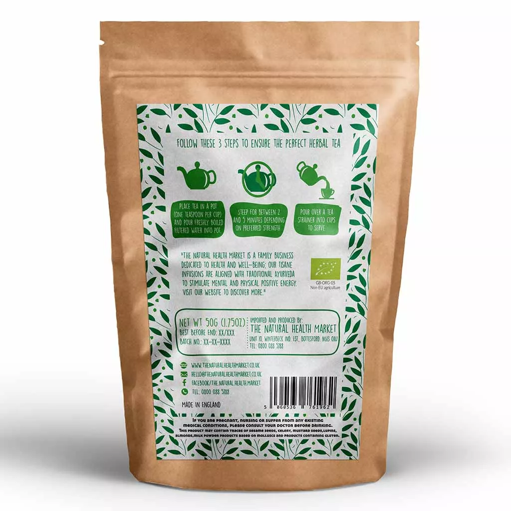 Organic Lemon Verbena Loose leaf Tea by The Natural Health Market. 50g pack.