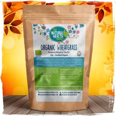 Organic Wheatgrass Powder - EU Origin - 50g pack by The Natural Health Market.