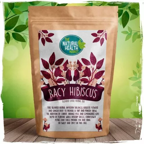 Racy Hibiscus Tea Loose Leaf Herbal Tea By The Natural Health Market.