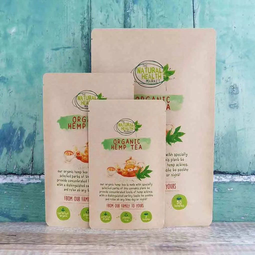 Organic Hemp Tea Bags by The Natural Health Market - All sizes.