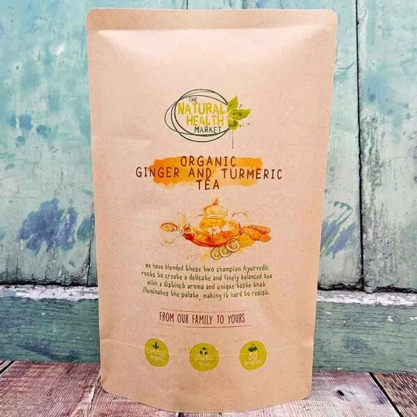Organic Ginger and Turmeric Tea Bags - 50 teabag pack - Plastic Free by The Natural Health Market